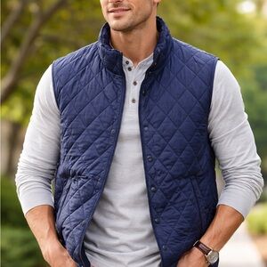 ORVIS brand Men’s quilted diamond navy blue vest medium